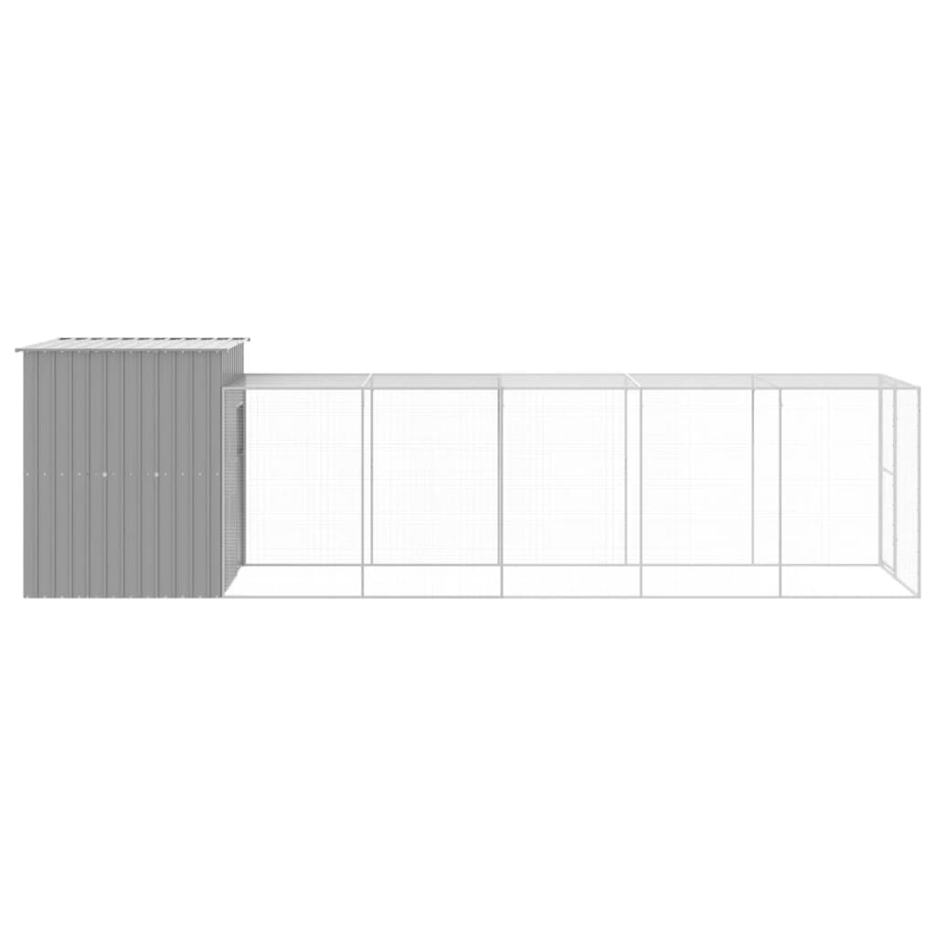 Chicken Cage with Run Light Grey 165x659x181 cm Galvanised Steel