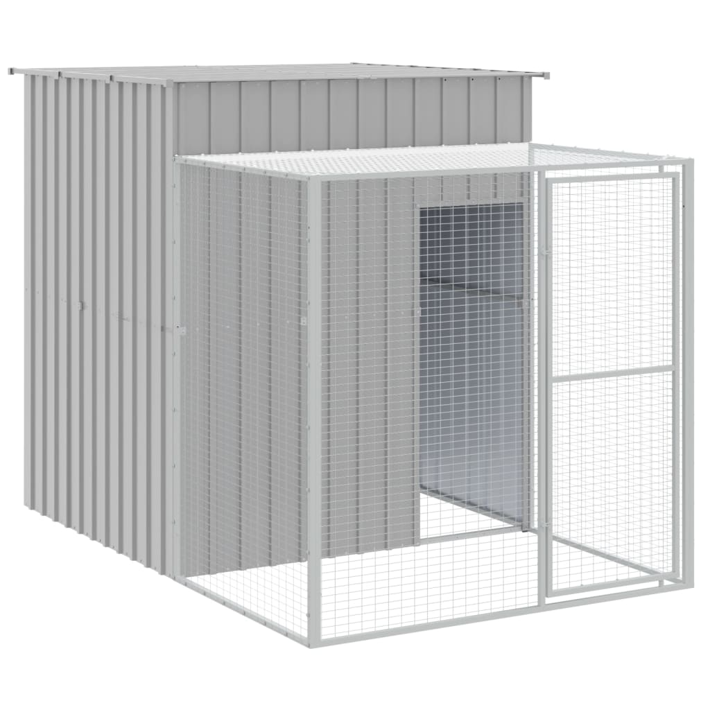 Chicken Cage with Run Light Grey 165x659x181 cm Galvanised Steel