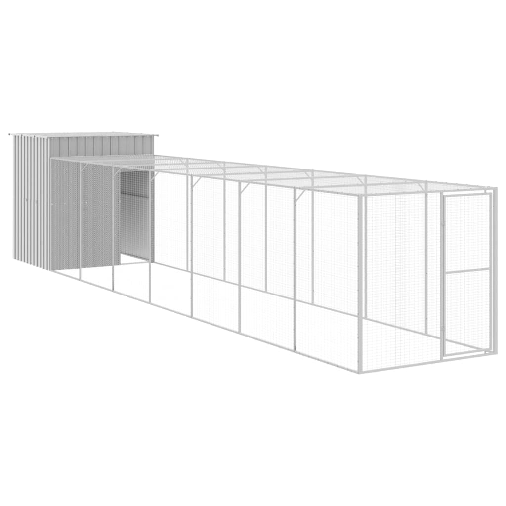 vidaXL Chicken Cage with Run Light Grey 165x863x181 cm Galvanised Steel