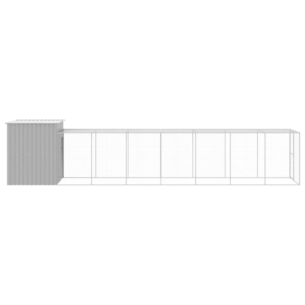 vidaXL Chicken Cage with Run Light Grey 165x863x181 cm Galvanised Steel