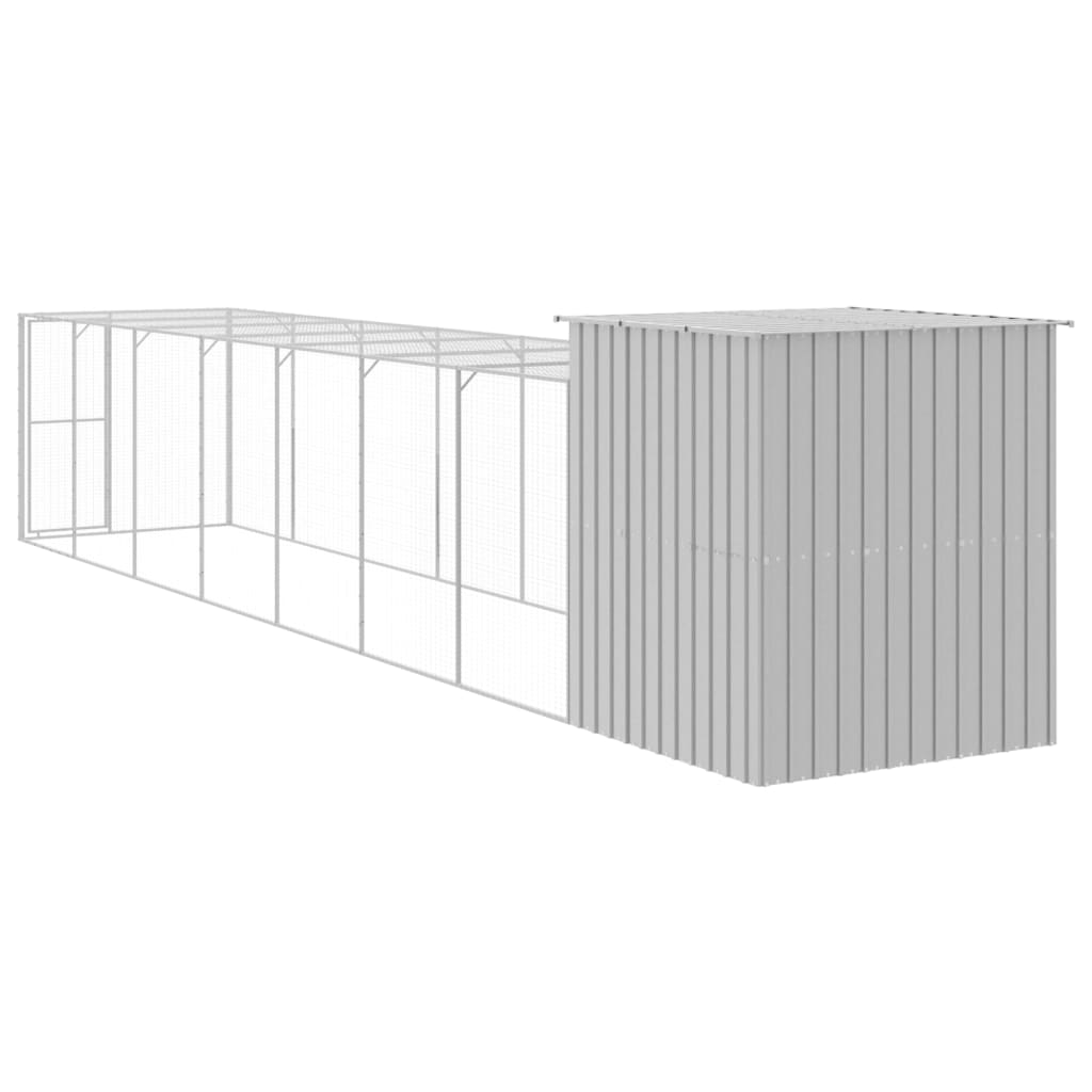 vidaXL Chicken Cage with Run Light Grey 165x863x181 cm Galvanised Steel