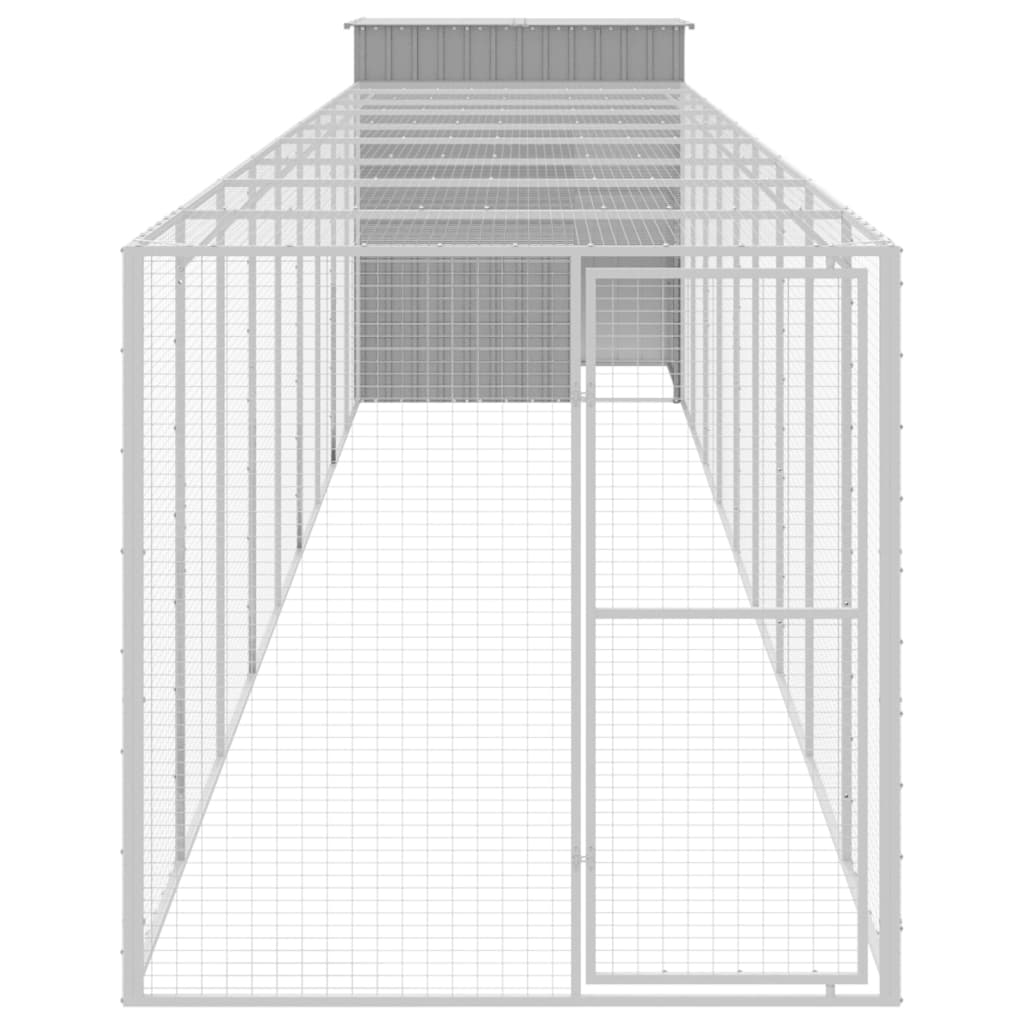 Chicken Cage with Run Light Grey 165x1067x181 cm Galvanised Steel