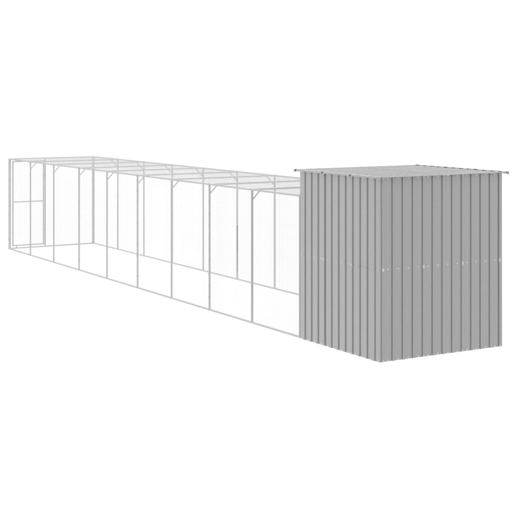 Chicken Cage with Run Light Grey 165x1067x181 cm Galvanised Steel