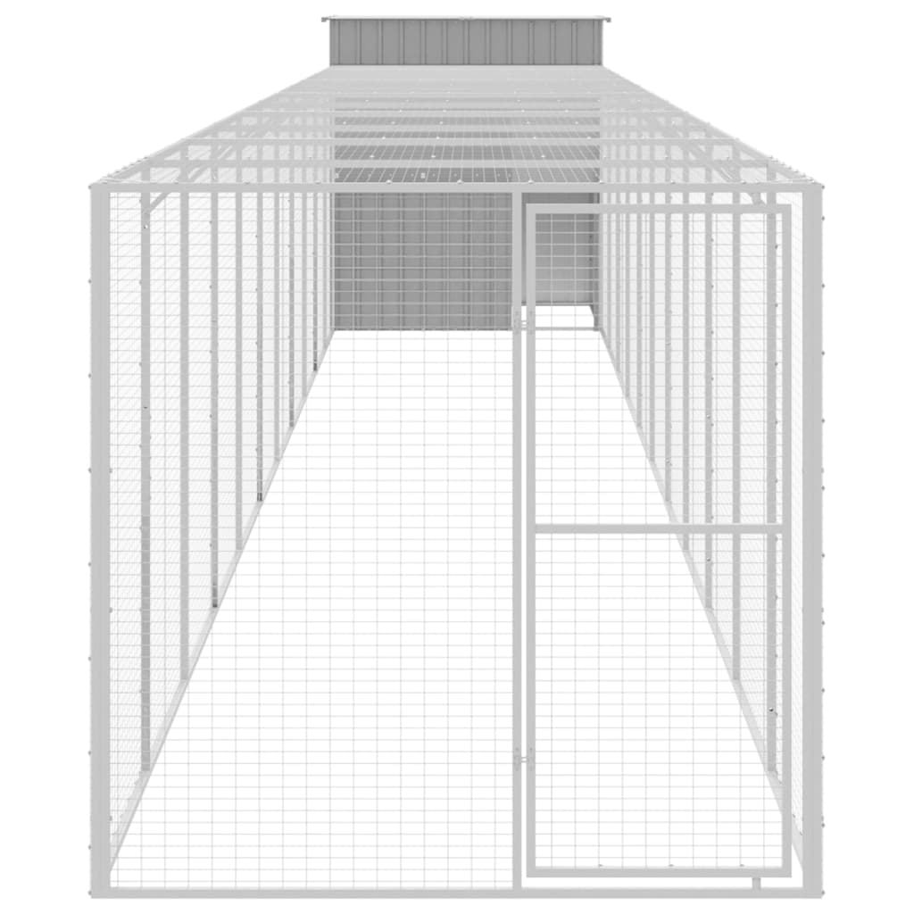 Chicken Cage with Run Light Grey 165x1271x181 cm Galvanised Steel