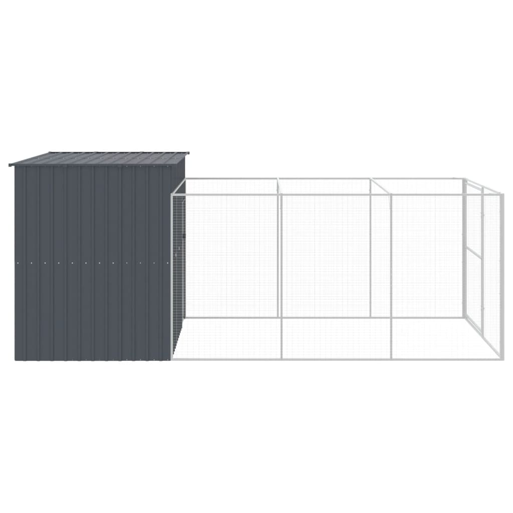 vidaXL Dog House with Run Anthracite 214x457x181 cm Galvanised Steel