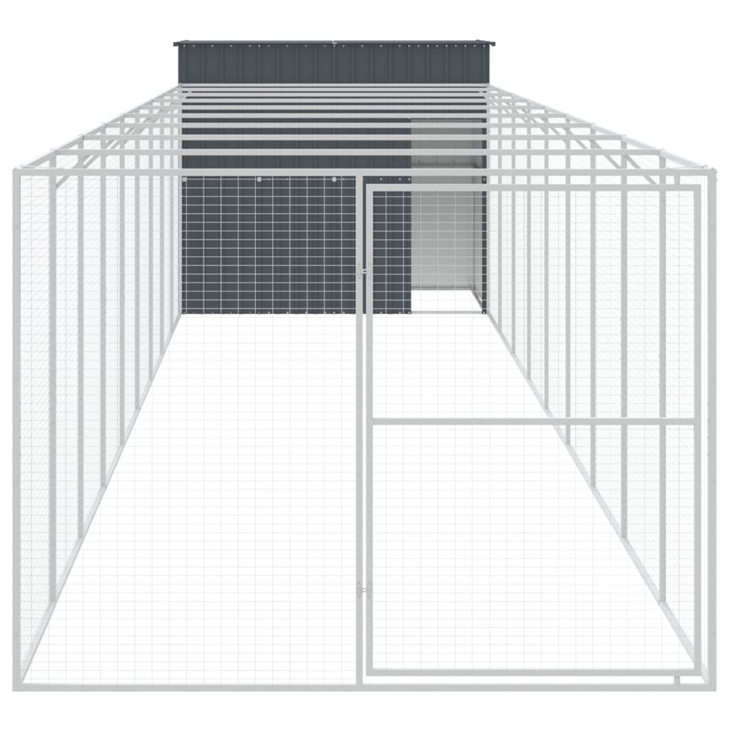 vidaXL Dog House with Run Anthracite 214x1069x181 cm Galvanised Steel