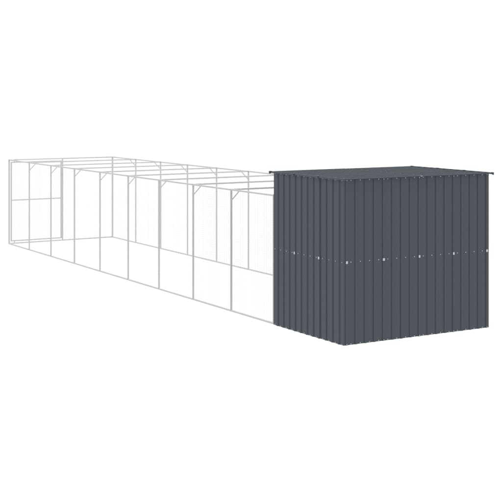 vidaXL Dog House with Run Anthracite 214x1069x181 cm Galvanised Steel