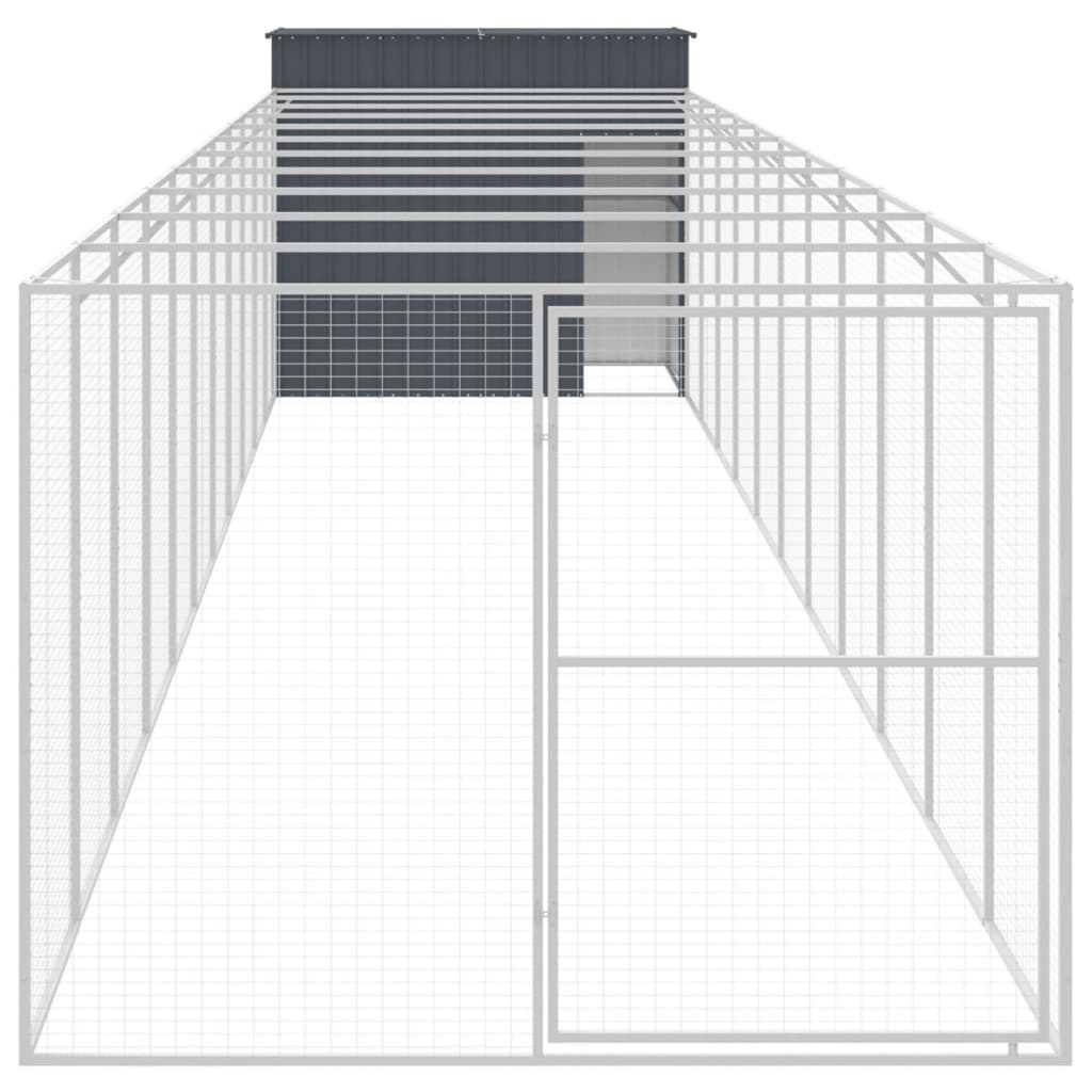 vidaXL Dog House with Run Anthracite 214x1273x181 cm Galvanised Steel