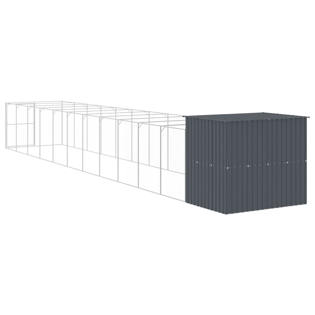 vidaXL Dog House with Run Anthracite 214x1273x181 cm Galvanised Steel