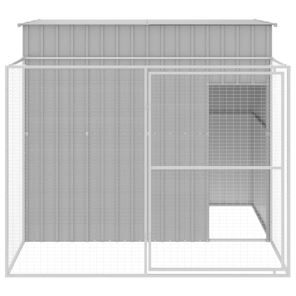 Dog House with Run Light Grey 214x253x181 cm Galvanised Steel