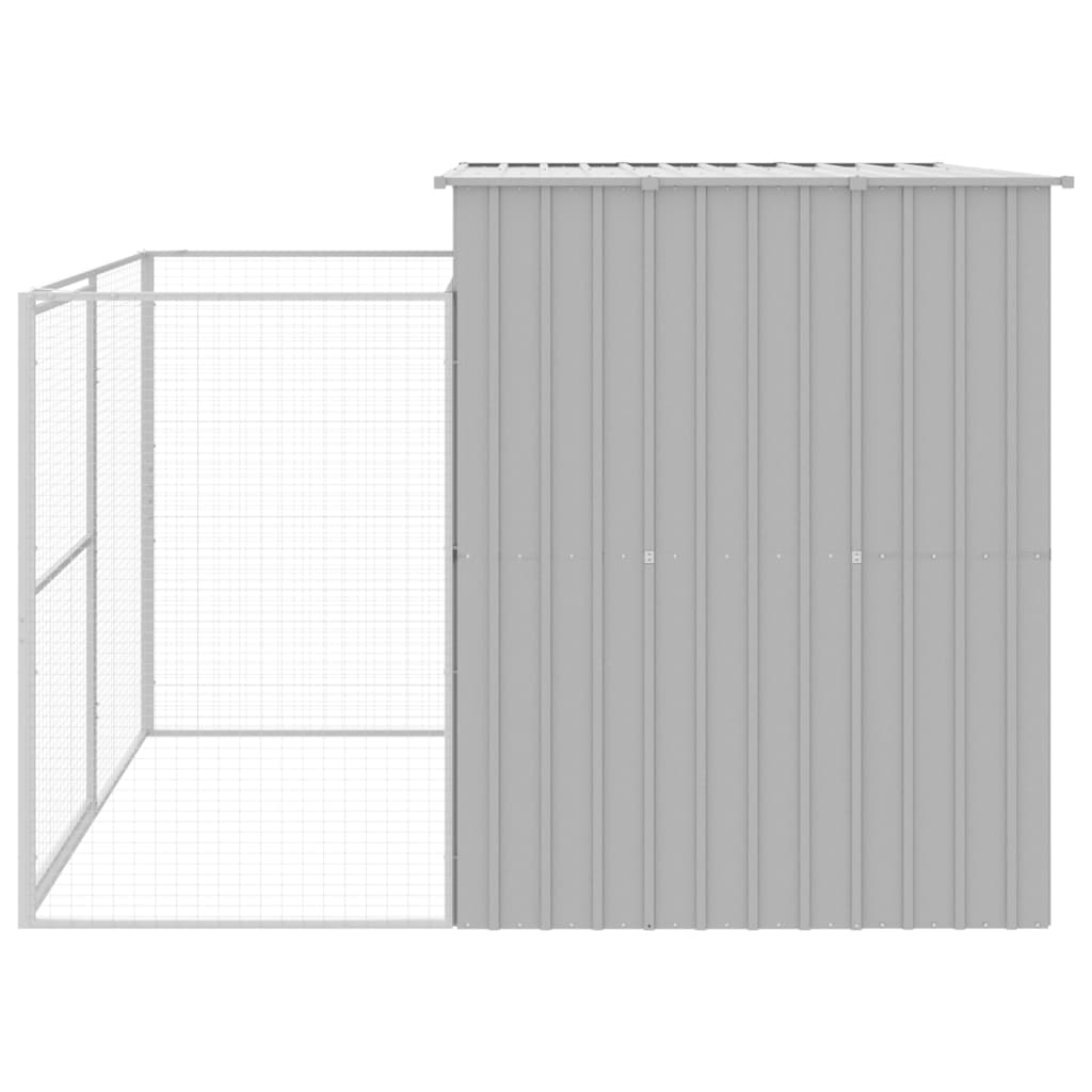 Dog House with Run Light Grey 214x253x181 cm Galvanised Steel