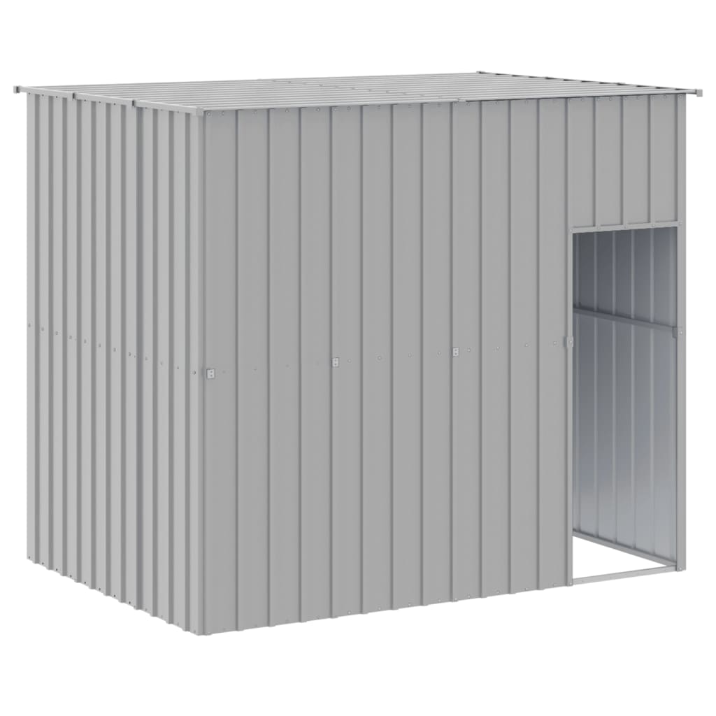 Dog House with Run Light Grey 214x457x181 cm Galvanised Steel