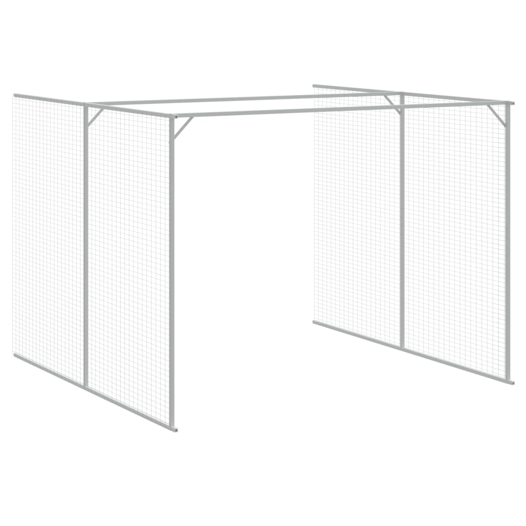 Dog House with Run Light Grey 214x457x181 cm Galvanised Steel