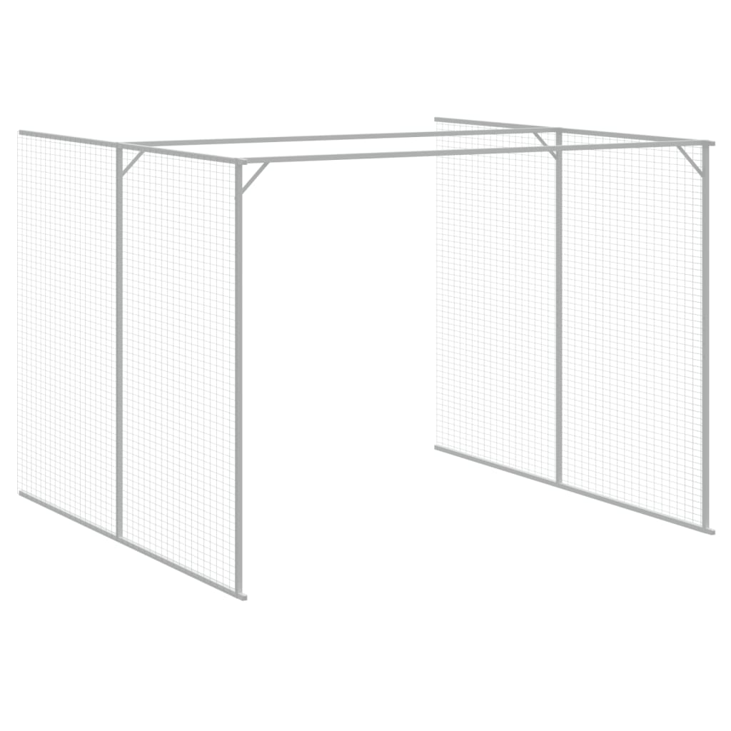 vidaXL Dog House with Run Light Grey 214x661x181 cm Galvanised Steel