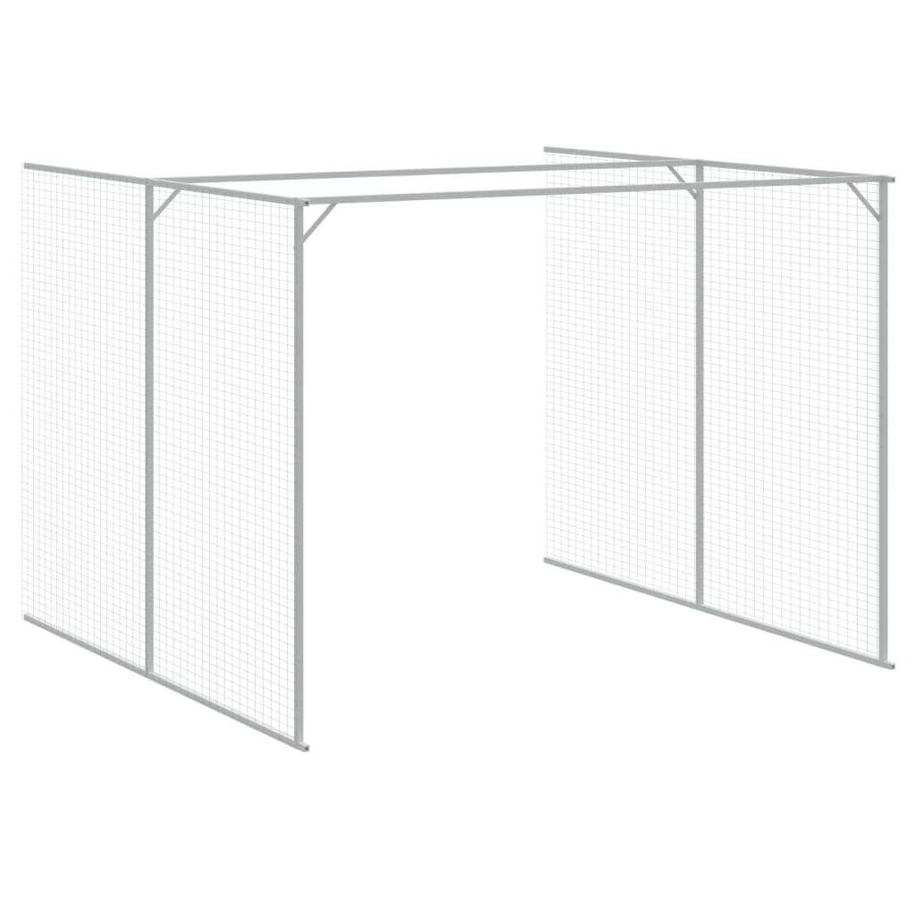 vidaXL Dog House with Run Light Grey 214x1069x181 cm Galvanised Steel