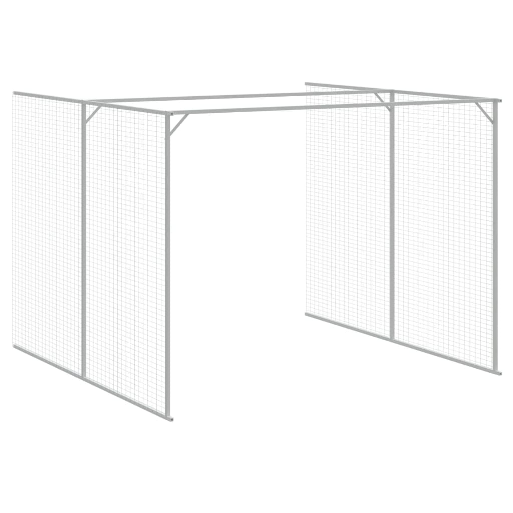 vidaXL Dog House with Run Light Grey 214x1273x181 cm Galvanised Steel