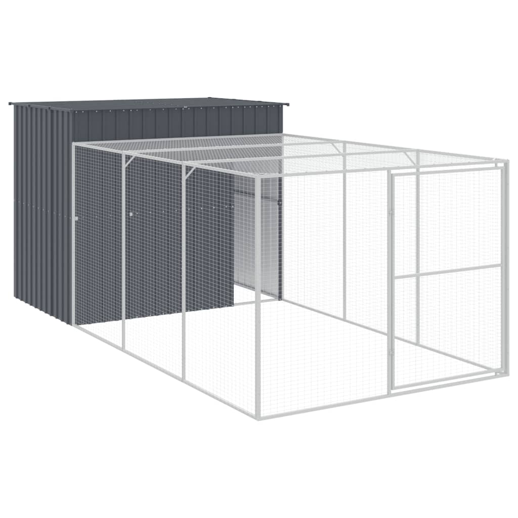 vidaXL Dog House with Run Anthracite 214x457x181 cm Galvanised Steel