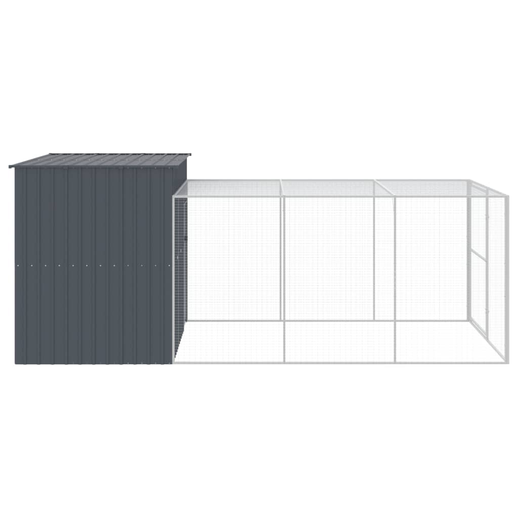 vidaXL Dog House with Run Anthracite 214x457x181 cm Galvanised Steel