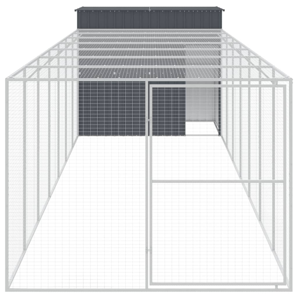 vidaXL Dog House with Run Anthracite 214x865x181 cm Galvanised Steel