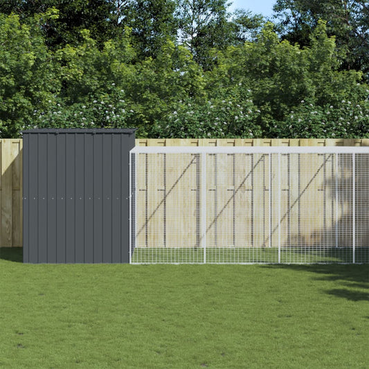 vidaXL Dog House with Run Anthracite 214x865x181 cm Galvanised Steel