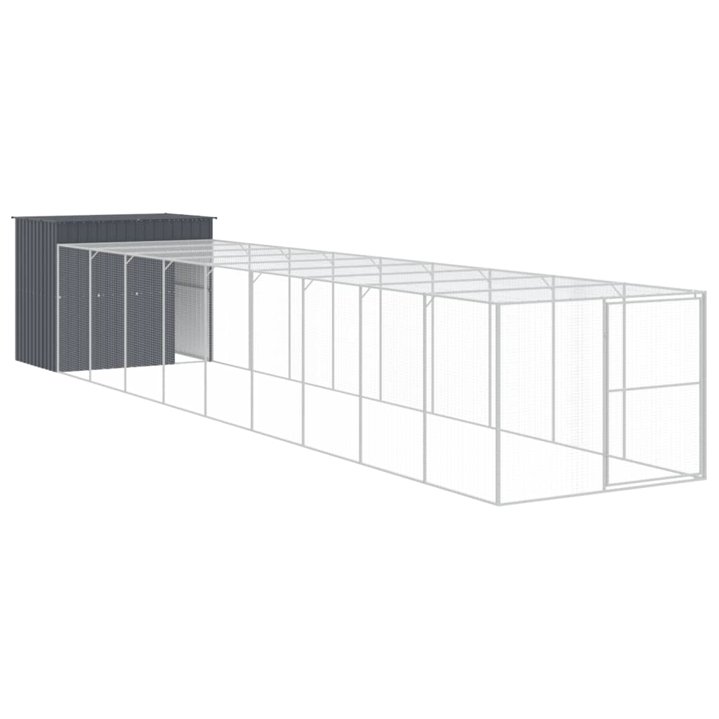 vidaXL Dog House with Run Anthracite 214x1069x181 cm Galvanised Steel