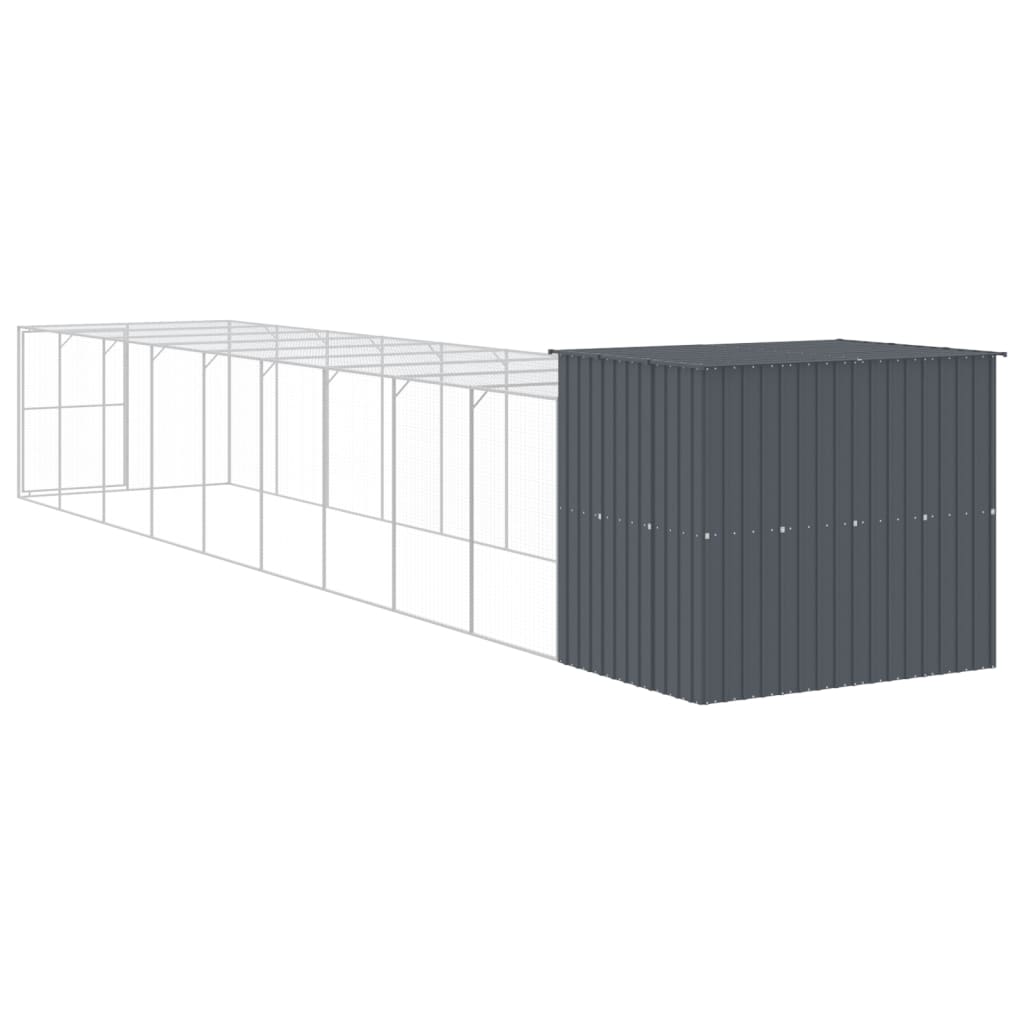 vidaXL Dog House with Run Anthracite 214x1069x181 cm Galvanised Steel