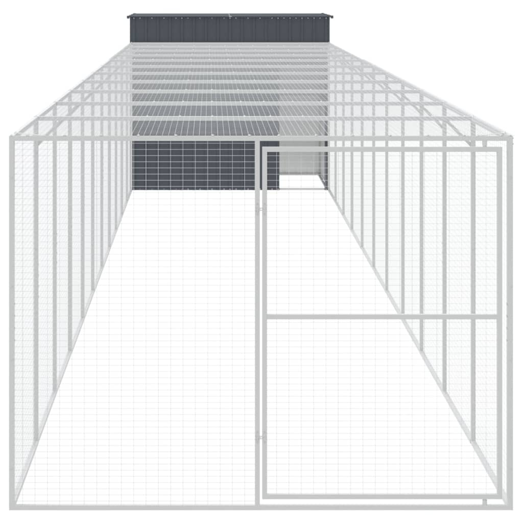 Dog House with Run Anthracite 214x1273x181 cm Galvanised Steel