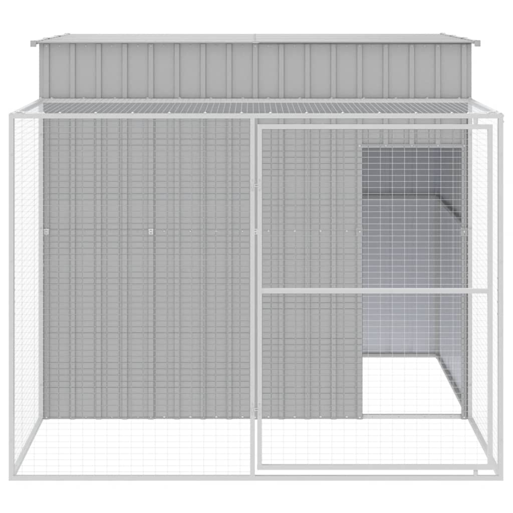 vidaXL Dog House with Run Light Grey 214x253x181 cm Galvanised Steel