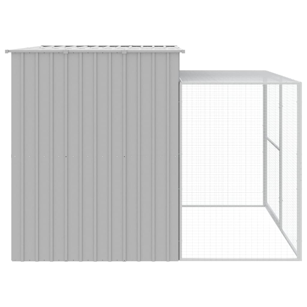 vidaXL Dog House with Run Light Grey 214x253x181 cm Galvanised Steel