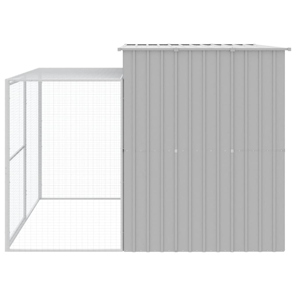 vidaXL Dog House with Run Light Grey 214x253x181 cm Galvanised Steel