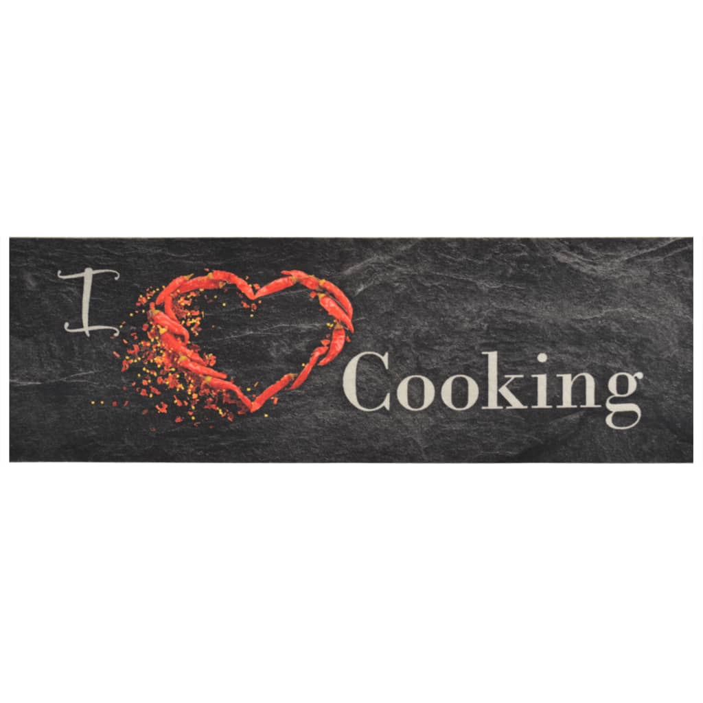 Kitchen Rug | Black | Velvet (100% polyamide), Latex | 60x180 cm