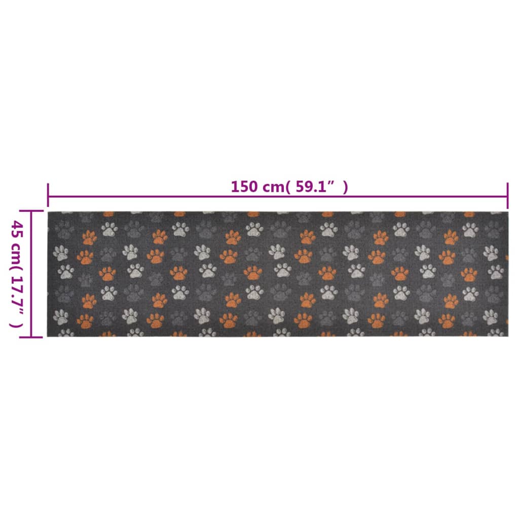 Kitchen Rug Washable Paws 45x150 cm Velvet