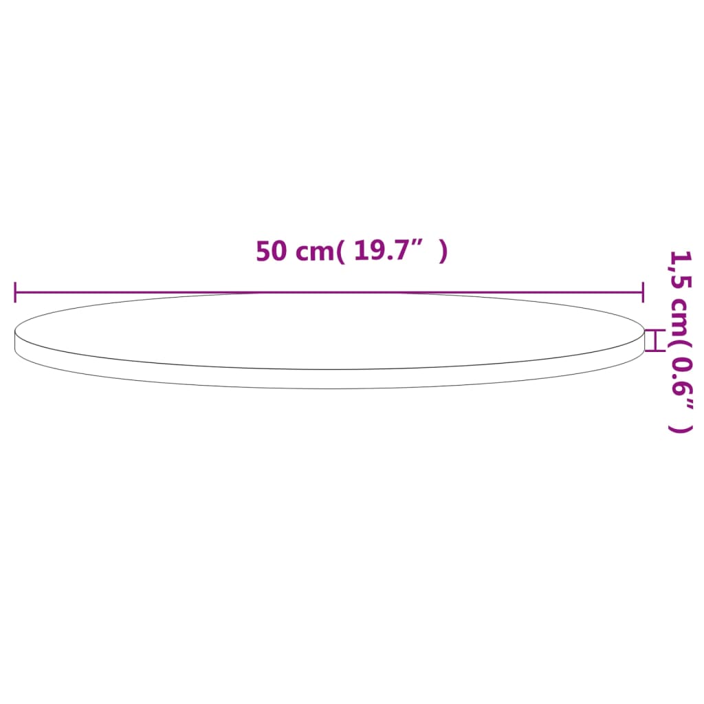 vidaXL Table Top Ø50x1.5 cm Round Solid Wood Beech