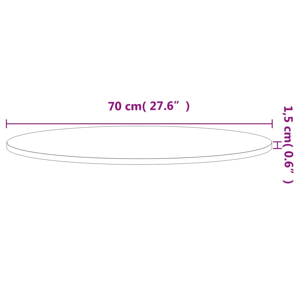 vidaXL Table Top Ø70x1.5 cm Round Solid Wood Beech