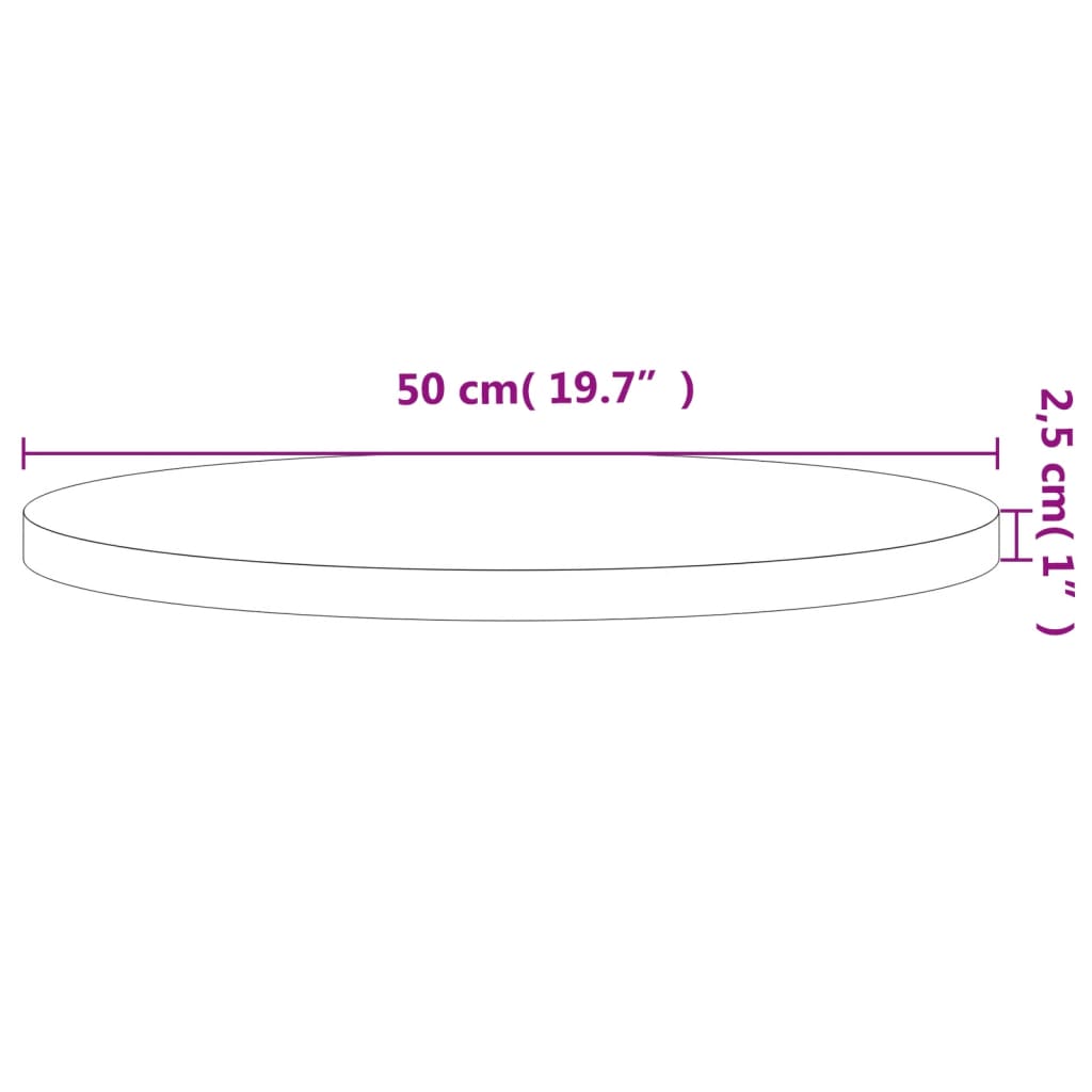 vidaXL Table Top Ø50x2.5 cm Round Solid Wood Beech