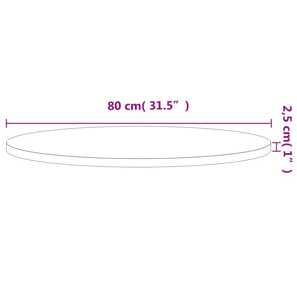 vidaXL Table Top Ø80x2.5 cm Round Solid Wood Beech