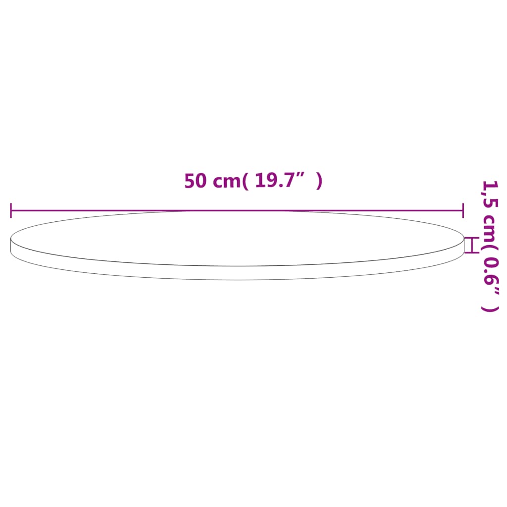 vidaXL Table Top Ø50x1.5 cm Round Solid Wood Beech