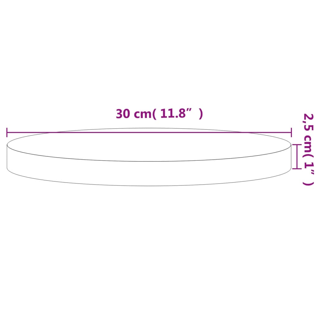 vidaXL Table Top Ø30x2.5 cm Round Solid Wood Beech