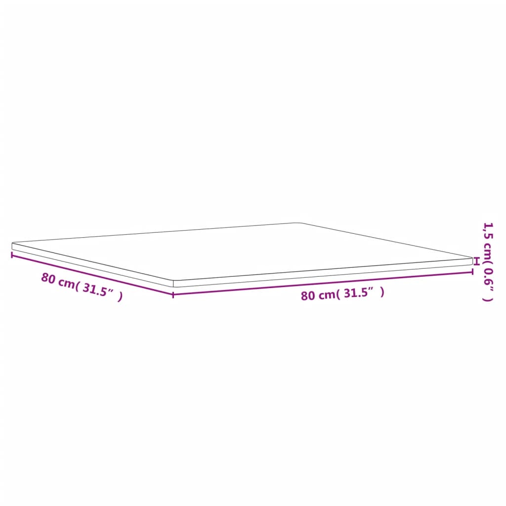 vidaXL Table Top 80x80x1.5 cm Square Solid Wood Beech