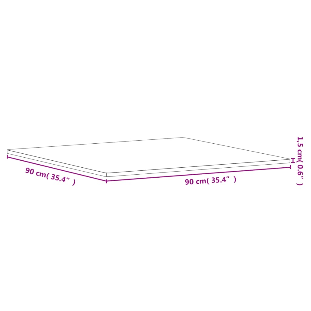 vidaXL Table Top 90x90x1.5 cm Square Solid Wood Beech