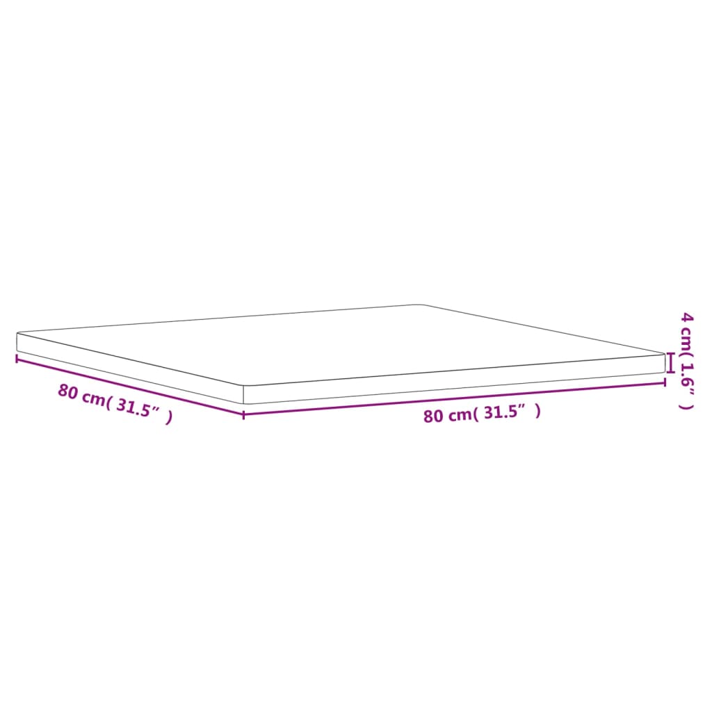 vidaXL Table Top 80x80x4 cm Square Solid Wood Beech