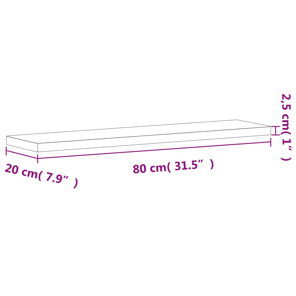 vidaXL Wall Shelf 80x20x2.5 cm Solid Wood Beech