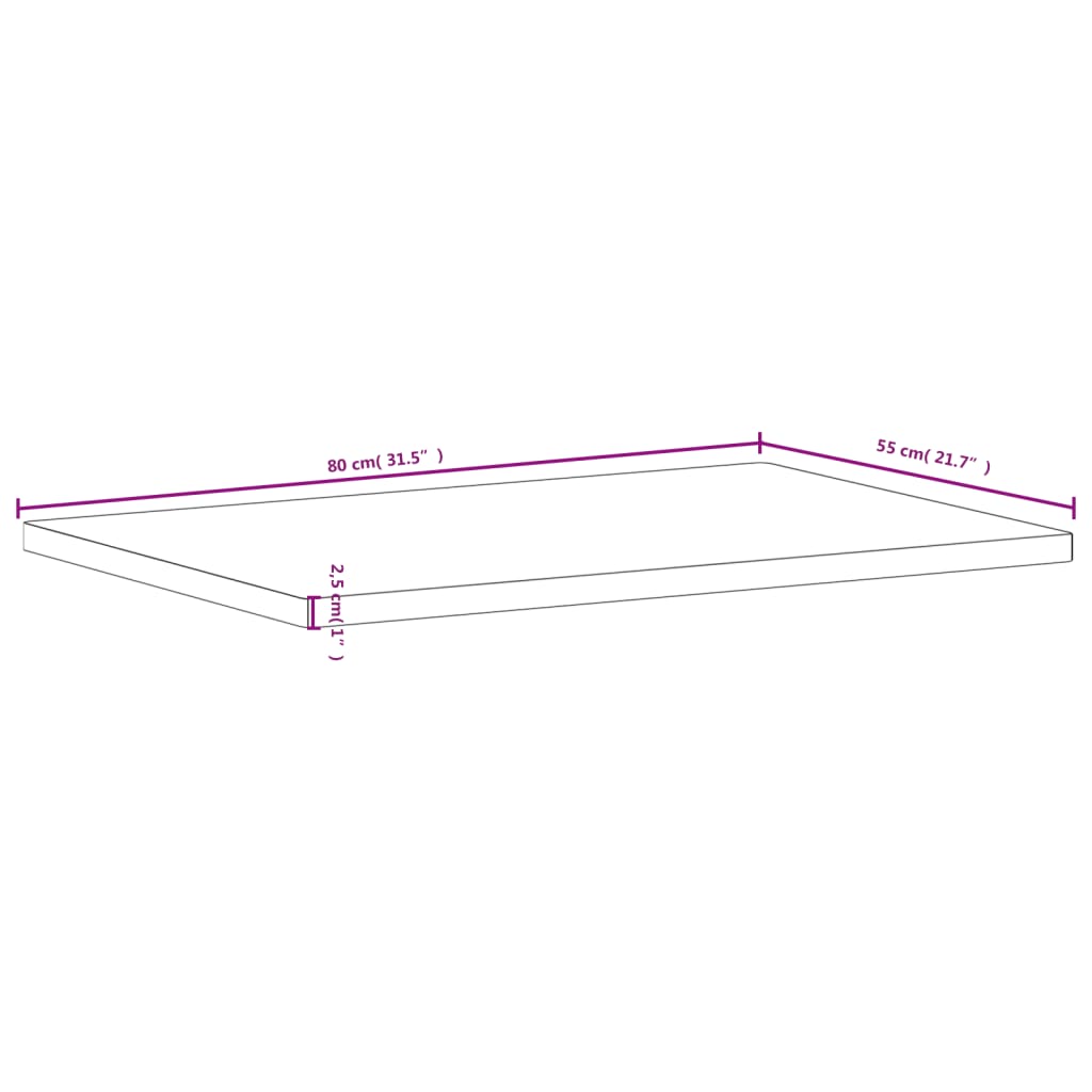 vidaXL Desk Top 80x55x2.5 cm Solid Wood Beech