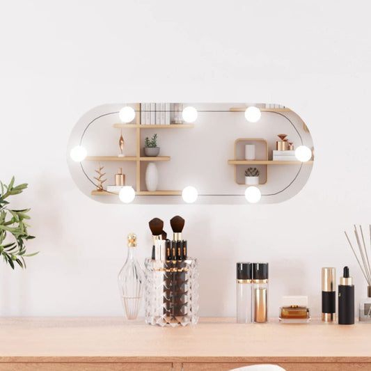 vidaXL Wall Mirror with LED Lights 20x50 cm Glass Oval