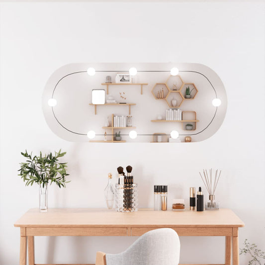 vidaXL Wall Mirror with LED Lights 25x60 cm Glass Oval