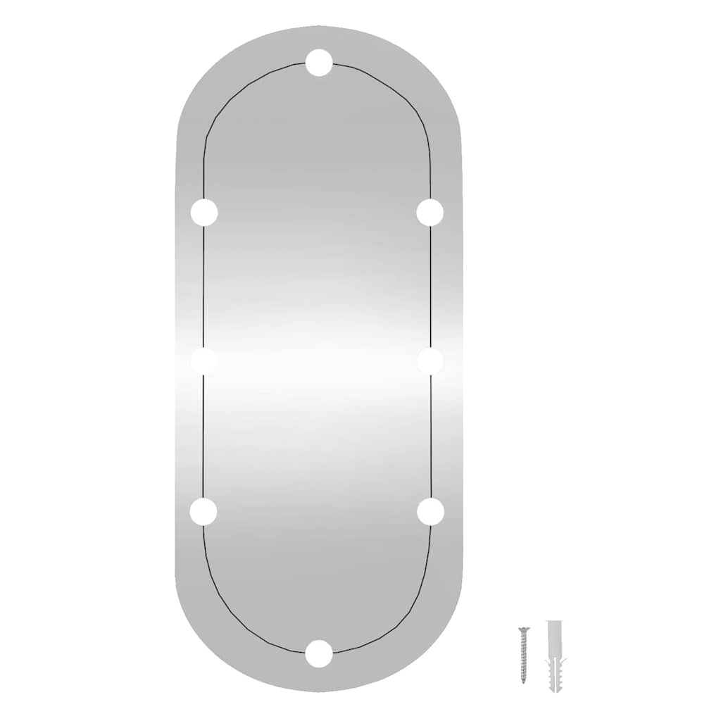 Wall Mirror with LED Lights 30x70 cm Glass Oval