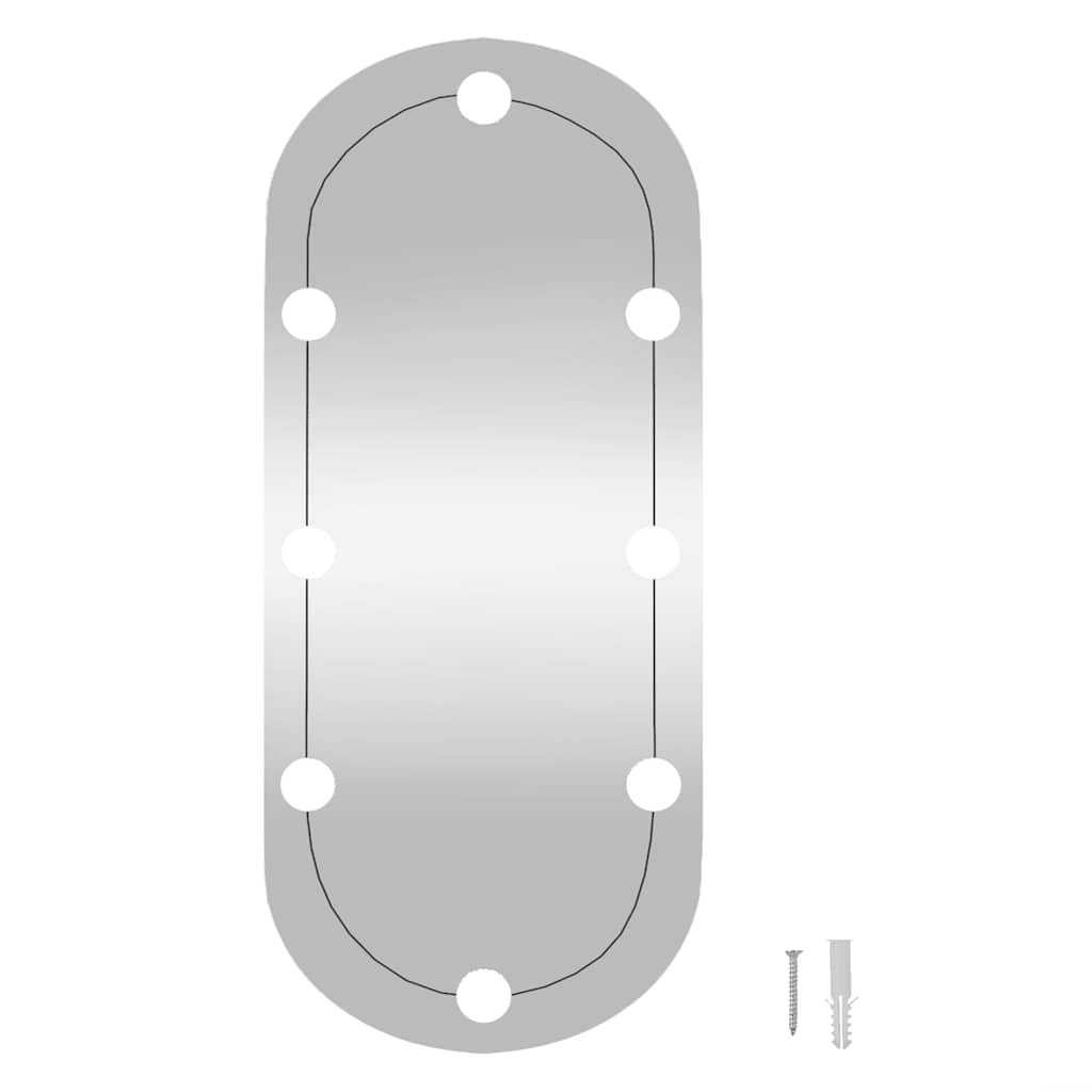 Wall Mirror with LED Lights 35x80 cm Glass Oval
