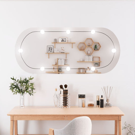 vidaXL Wall Mirror with LED Lights 45x100 cm Glass Oval