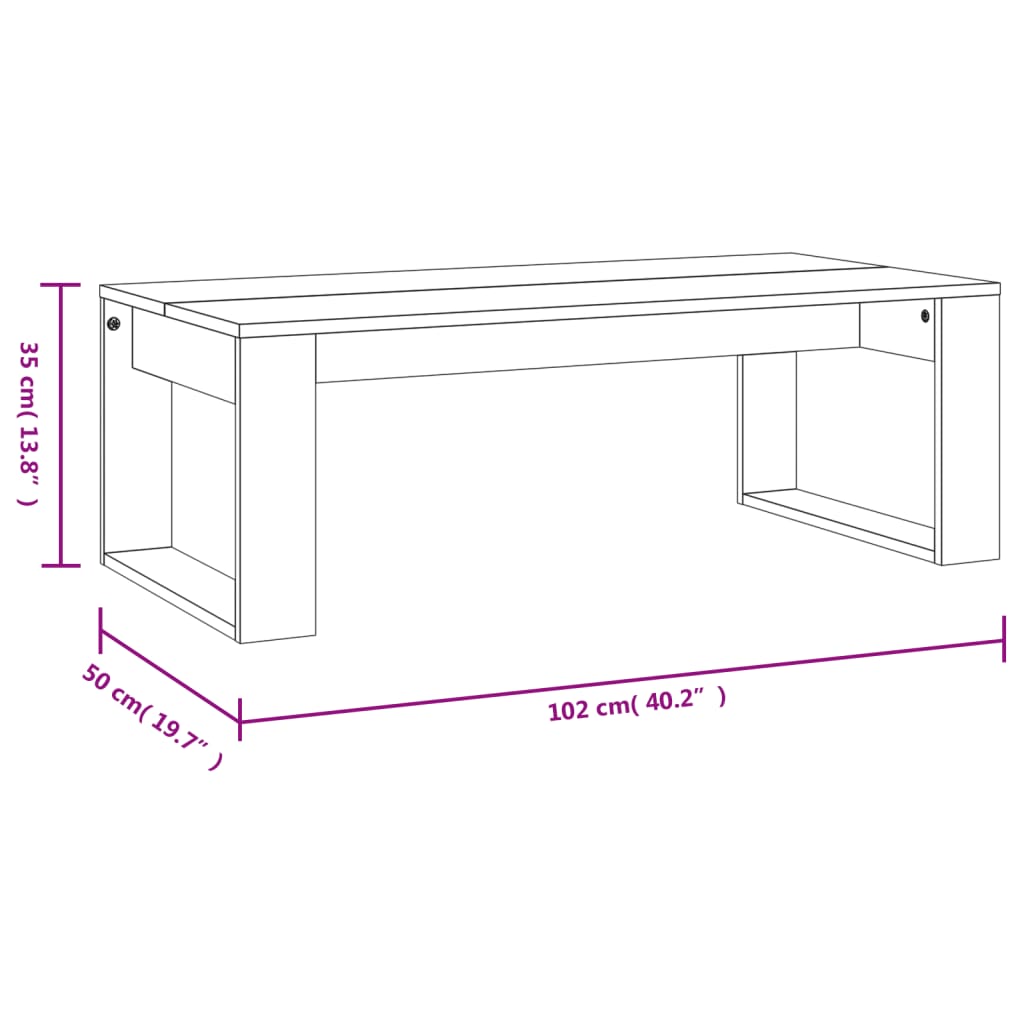 Coffee Table Sonoma Oak 102x50x35 cm Engineered Wood