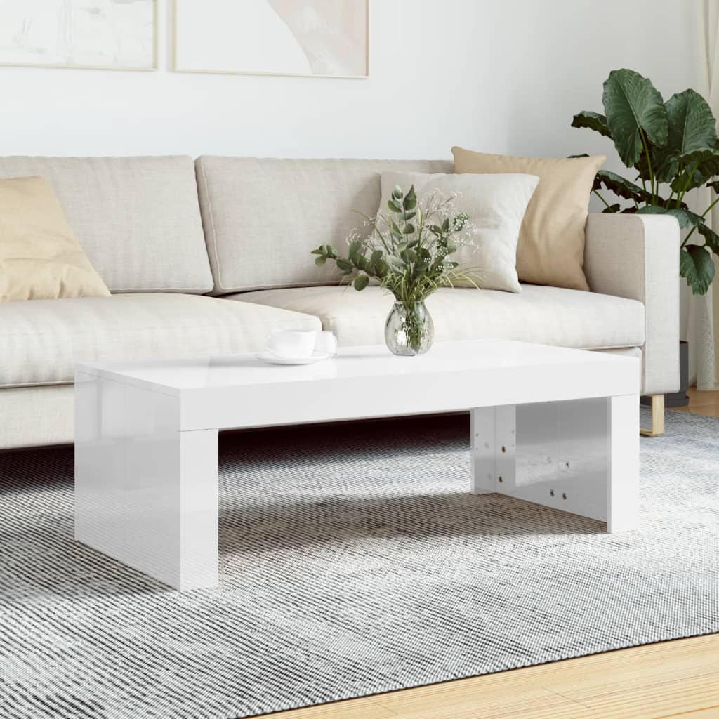 vidaXL Coffee Table High Gloss White 102x50x36 cm Engineered Wood